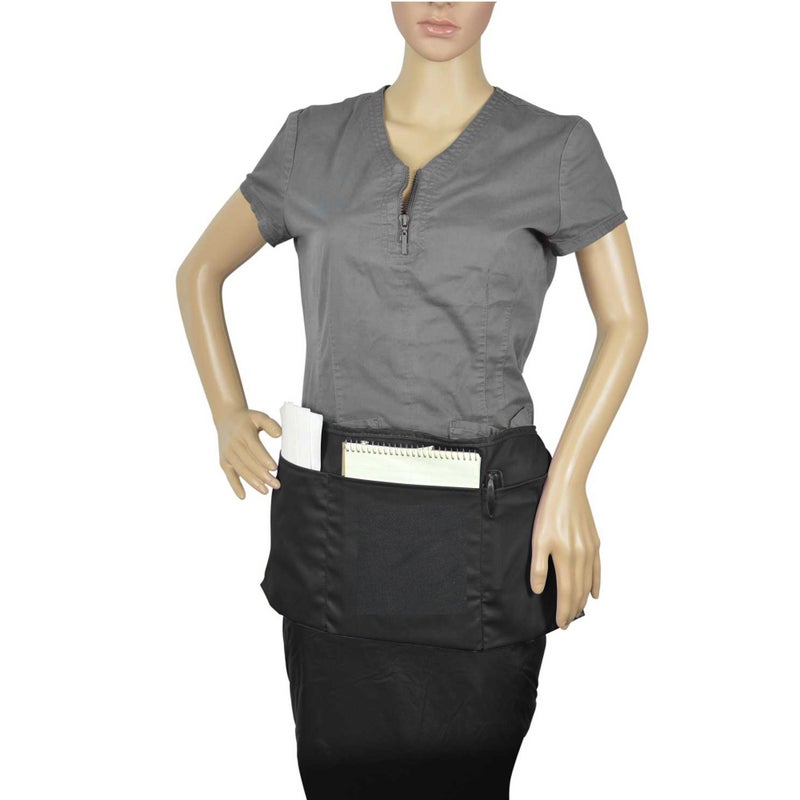 DALIX Waist Aprons Commercial Restaurant Home Bib Spun Poly Cotton Kitchen (3 Pockets) in Black - Image 5